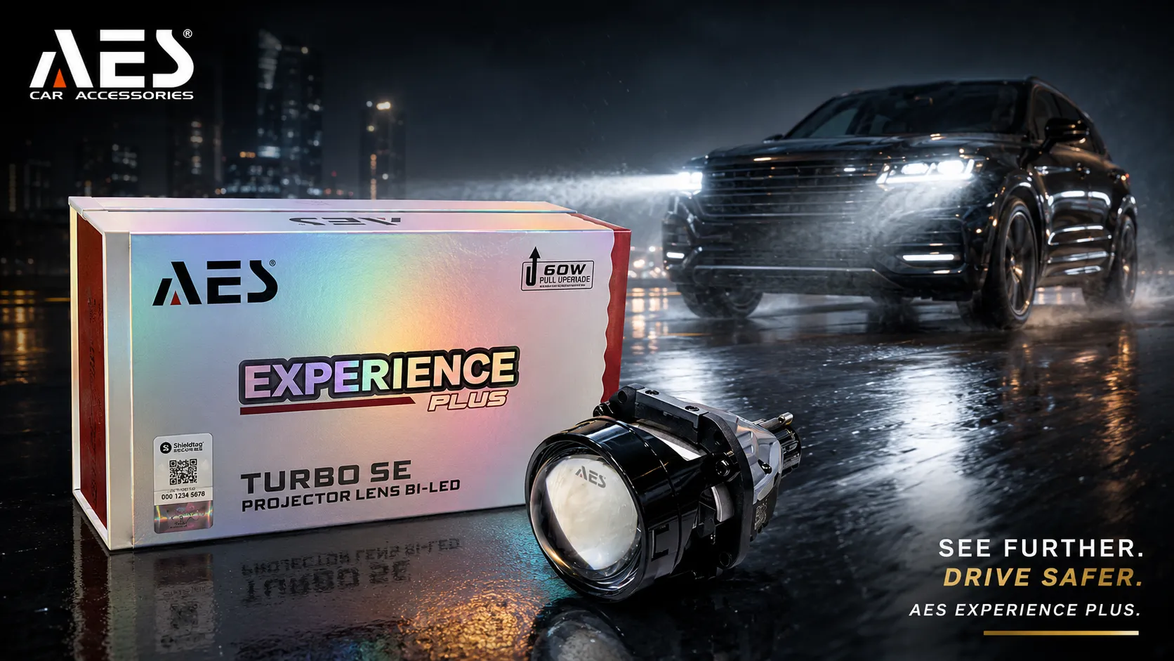 BullAES: Lampu Otomotif BiLED Teknologi Bi-Beam, Dijamin Asli Shieldtag